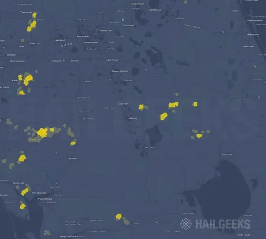 Hail map for Sebring, FL