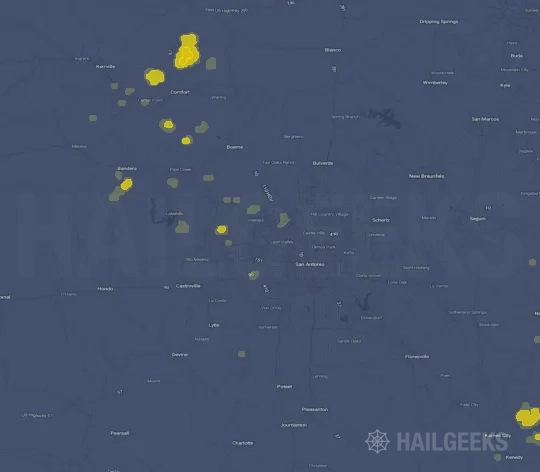 Hail map for San Antonio, TX