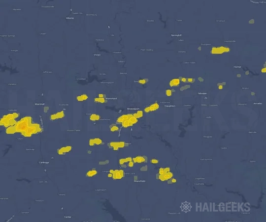 Hail map for Shreveport, LA