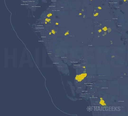 Hail map for North Port, FL