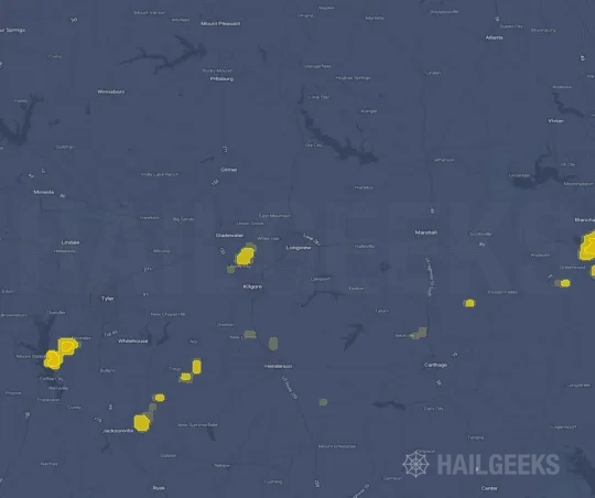 Hail map for Longview, TX
