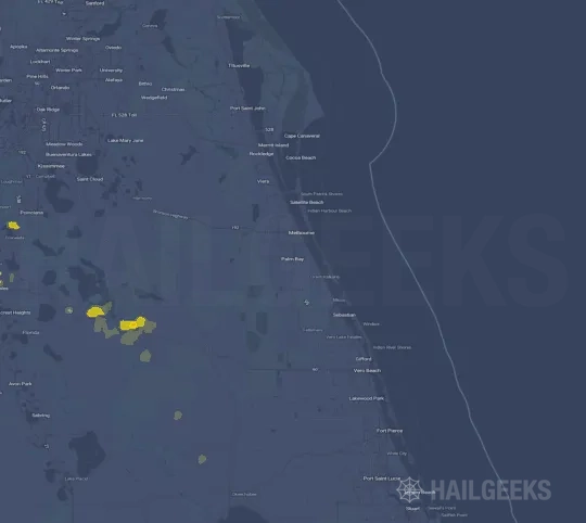 Hail map for Palm Bay, FL