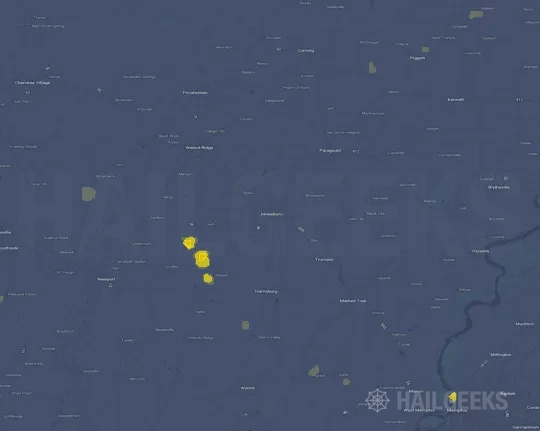Hail map for Jonesboro, AR