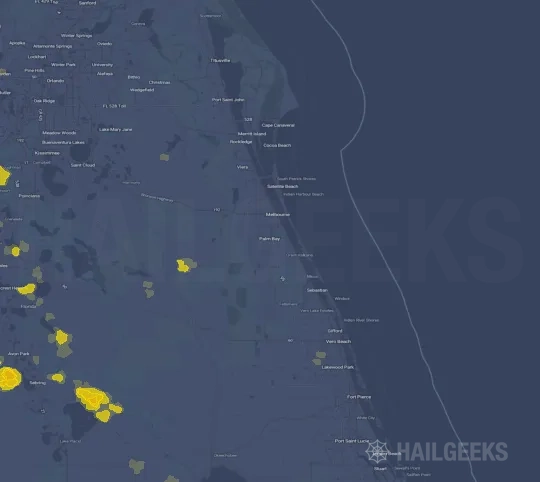Hail map for Palm Bay, FL