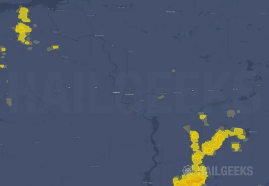 Hail map for Bismarck, ND