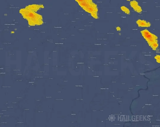 Hail map for Jonesboro, AR