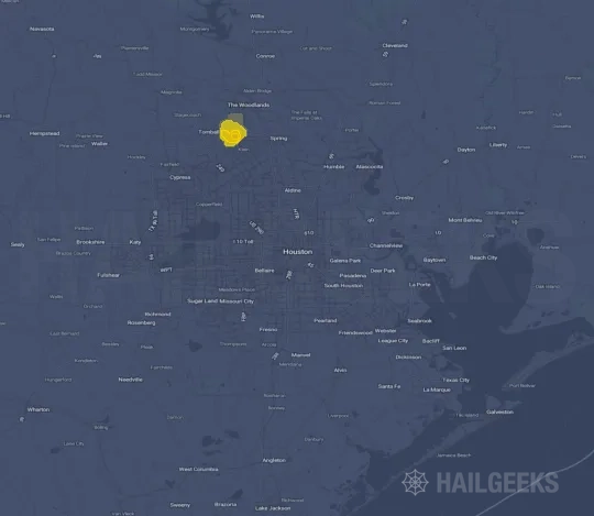 Hail map for Houston, TX