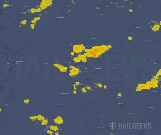 Hail map for Jackson, MS
