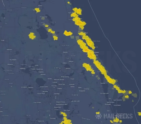 Hail map for Deltona, FL