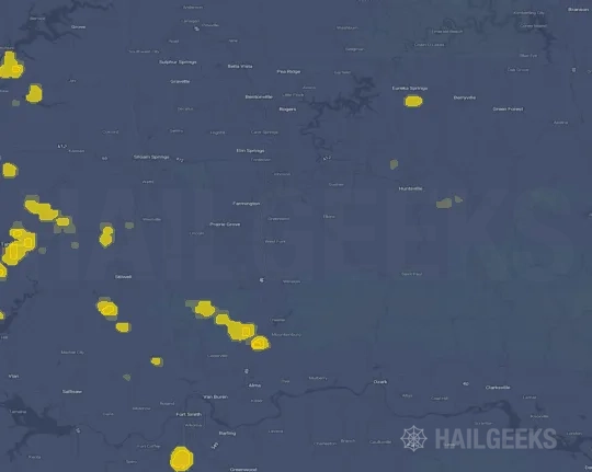 Hail map for Fayetteville, AR