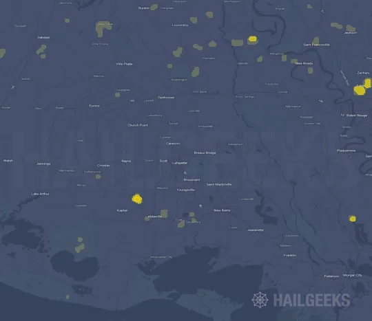 Hail map for Lafayette, LA