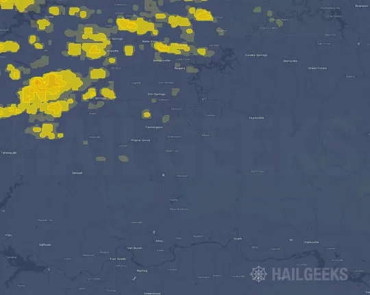 Hail map for Fayetteville, AR