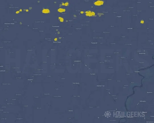 Hail map for Jonesboro, AR