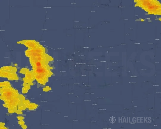 Hail map for Oklahoma City, OK