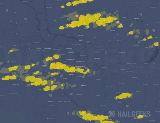 Hail map for Saint Louis, MO