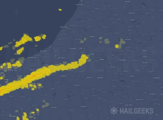Hail map for South Bend, IN