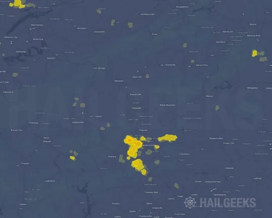 Hail map for Asheville, NC