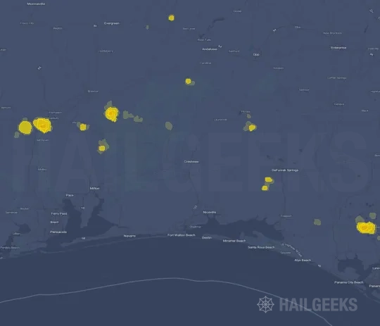 Hail map for Crestview, FL