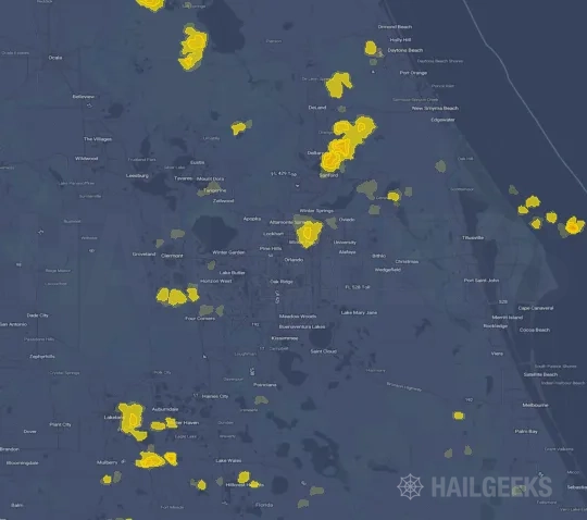 Hail map for Orlando, FL