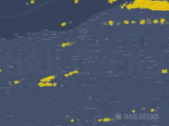 Hail map for Akron, OH