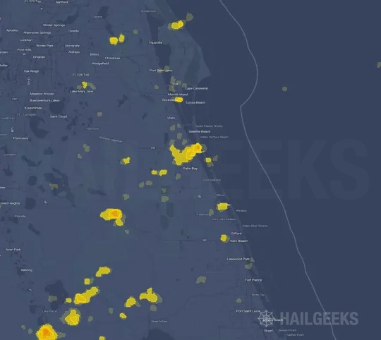 Hail map for Palm Bay, FL