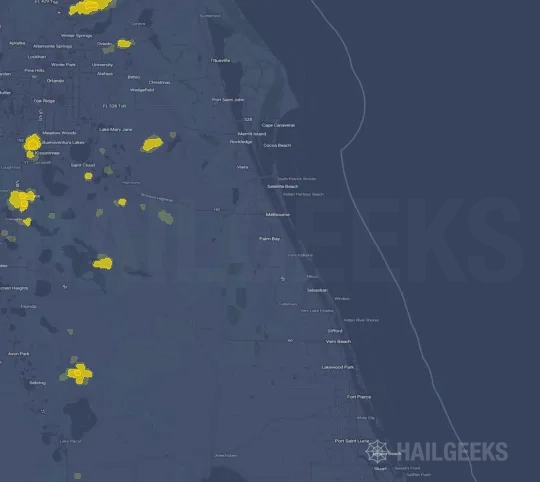 Hail map for Palm Bay, FL