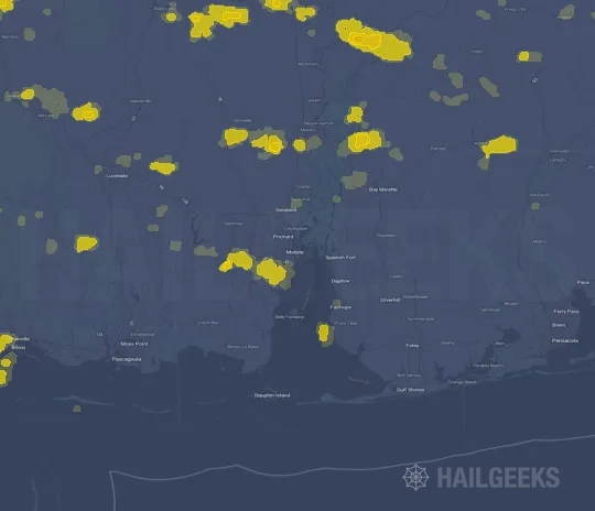 Hail map for Mobile, AL