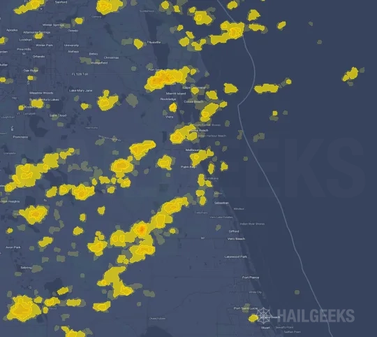 Hail map for Palm Bay, FL
