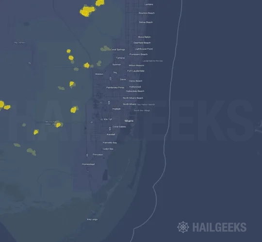 Hail map for Miami, FL