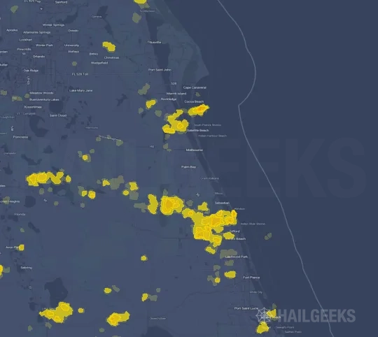 Hail map for Palm Bay, FL