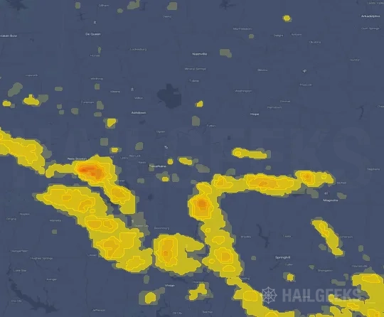 Hail map for Texarkana, AR