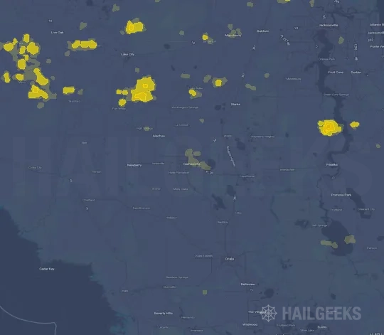 Hail map for Gainesville, FL on Jun 23, 2026