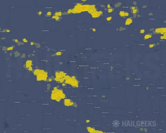 Hail map for Oklahoma City, OK