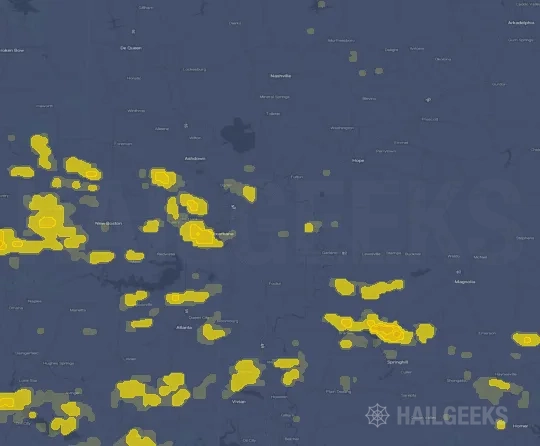 Hail map for Texarkana, AR
