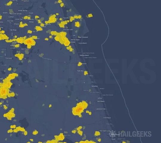 Hail map for Palm Bay, FL