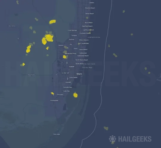 Hail map for Miami, FL