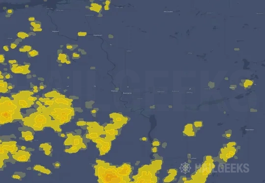Hail map for Bismarck, ND