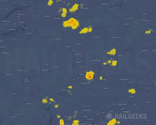 Hail map for Asheville, NC