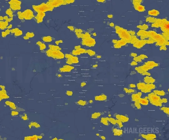 Hail map for Birmingham, AL