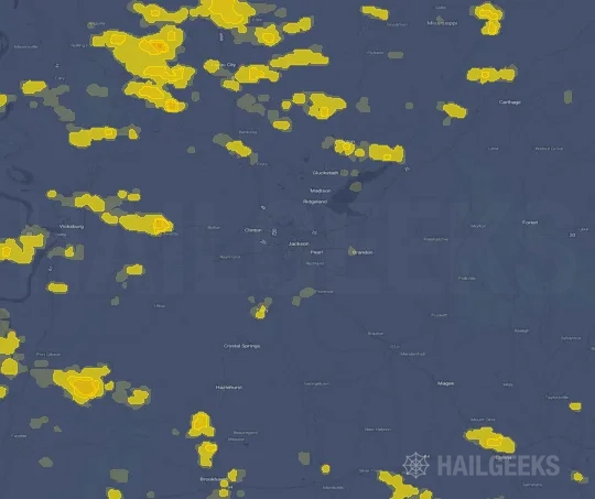 Hail map for Jackson, MS