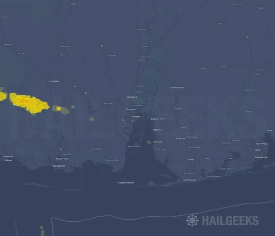 Hail map for Mobile, AL