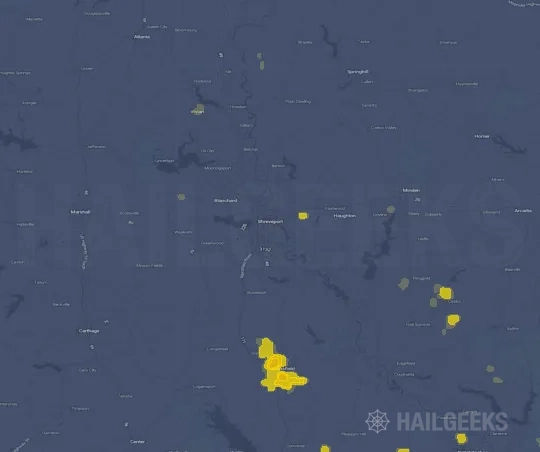 Hail map for Shreveport, LA