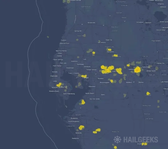 Hail map for Tampa, FL