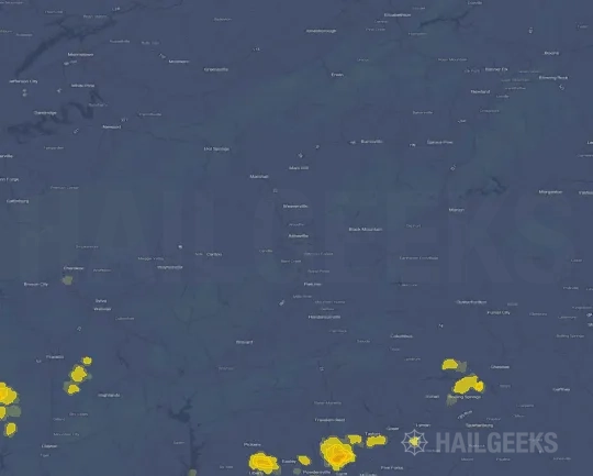 Hail map for Asheville, NC
