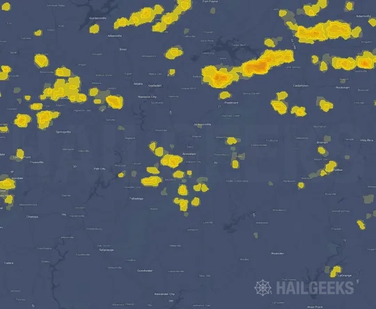 Hail map for Anniston, AL