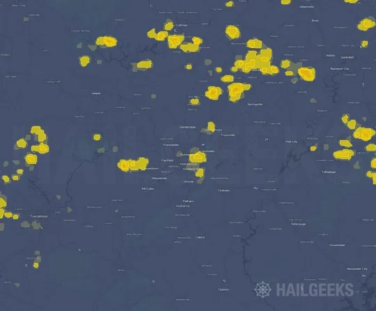 Hail map for Birmingham, AL