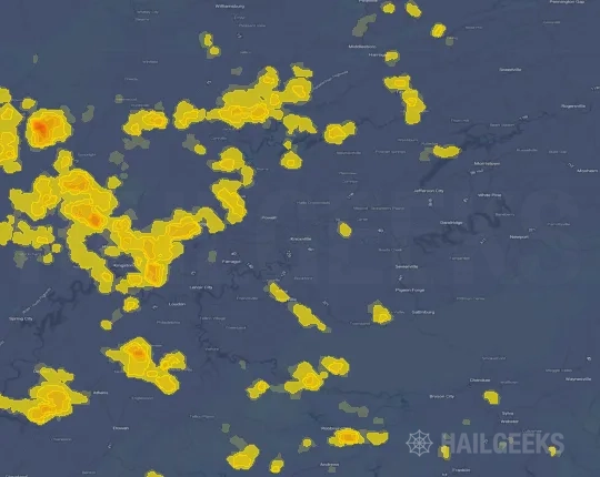 Hail map for Knoxville, TN