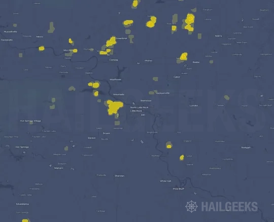 Hail map for Little Rock, AR