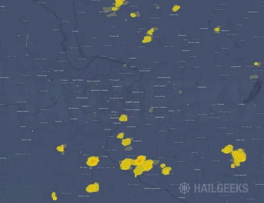 Hail map for Saint Louis, MO