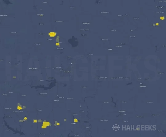 Hail map for Texarkana, AR